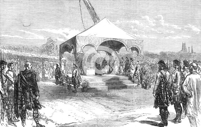 The Queen laying the foundation-stone of a monument to the late Duchess of Sutherland..., 1872. Creator: Unknown.