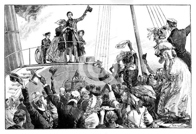 The queen leaving Kingstown, royal visit to Ireland, c1849, (1888).Artist: William Heysham Overend