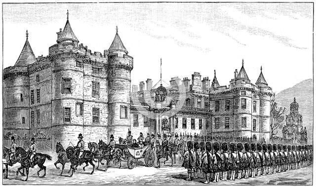 The queen leaving Holyrood Palace, Edinburgh, 1886, (1900). Artist: Unknown