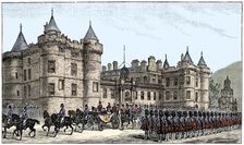 The queen leaving Holyrood Palace, Edinburgh, 1886, (1900)