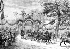 The Queen leaving Waddesdon Manor, 1890. Creator: P Naumann