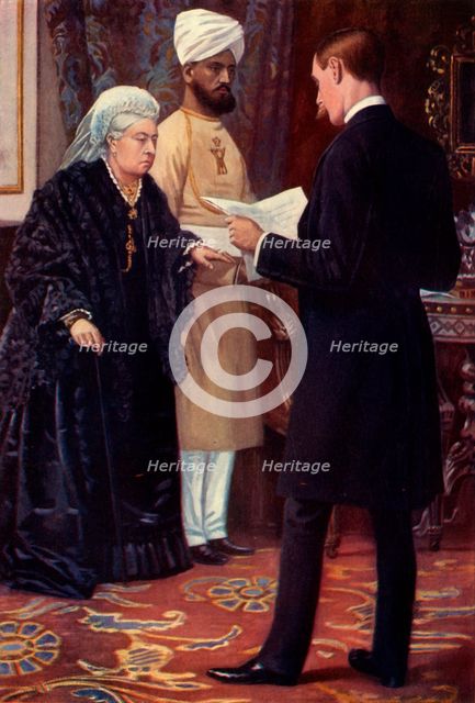'The Queen Listening to a Dispatch from the Front', 1900. Creator: Samuel Begg.