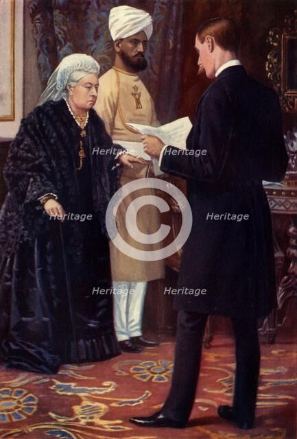 'The Queen Listening to a Dispatch from the Front', 1900. Creator: Samuel Begg.