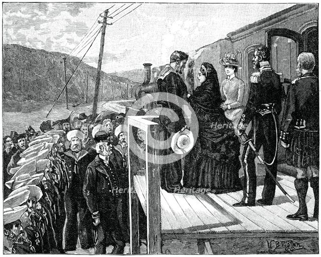 The queen presenting the Albert Medal to coastguard George Oatley, late 19th century, (1900). Artist: Unknown