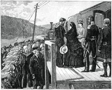 The queen presenting the Albert Medal to coastguard George Oatley, late 19th century, (1900)