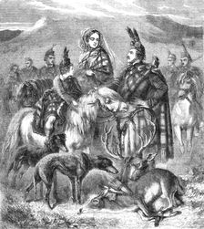 The Queen, Prince Albert, Prince of Wales and Attendants in the Highlands 1854. Creator: Unknown