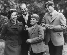 The Queen, Prince Philip and their two younger sons at Buckingham Palace, December 1974