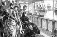 The queen reviewing the fleet at Spithead, Hampshire, late 19th century, (1900)