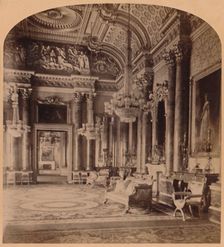 The Queen's Gorgeous Blue Room, Buckingham Palace, London, England 1900. Creator: Underwood & Underwood