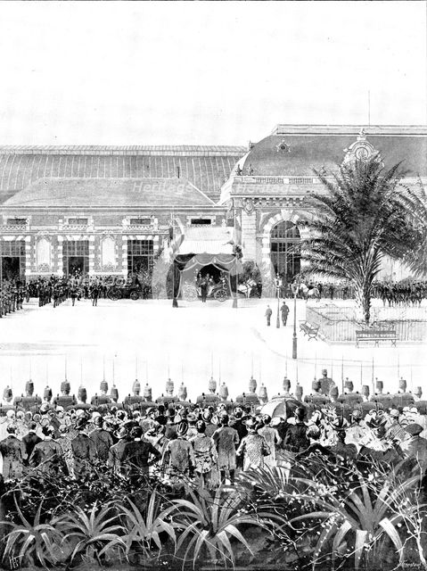 The Queen's Holiday Abroad: arrival at Nice on March 15, 1895. Creator: George Meisenbach.