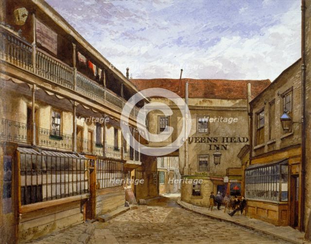 The Queen's Head Inn, Borough High Street, Southwark, London, 1880. Artist: John Crowther