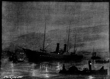The Queen's Journey to Cimiez: ...the Royal Yacht in Portsmouth Harbour at night, 1898. Creator: Unknown