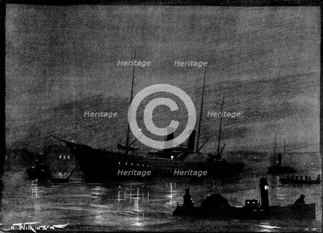 The Queen's Journey to Cimiez: ...the Royal Yacht in Portsmouth Harbour at night, 1898.  Creator: Unknown.