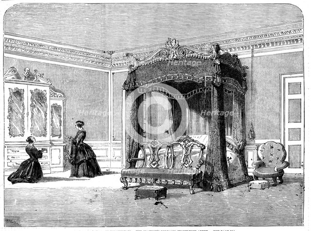The Queen's Visit to Birmingham - Her Majesty's Bedroom, Stoneleigh Abbey, 1858. Creator: Unknown.