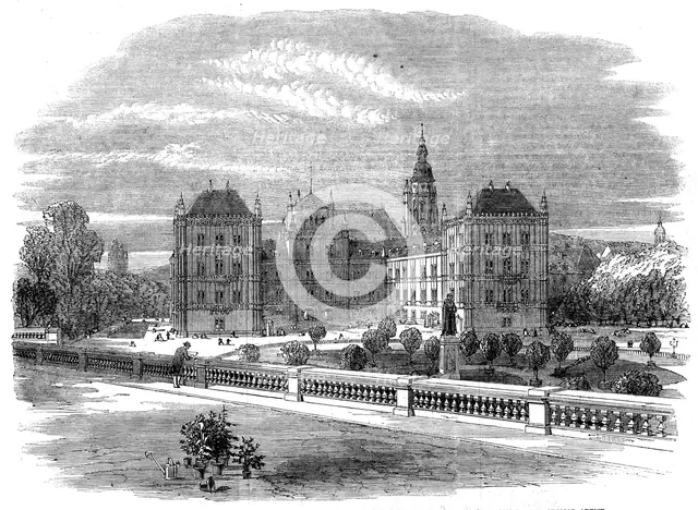 The Queen's visit to Germany: the Ducal Palace and Church of St. Moritz, Coburg..., 1862. Creator: Unknown.