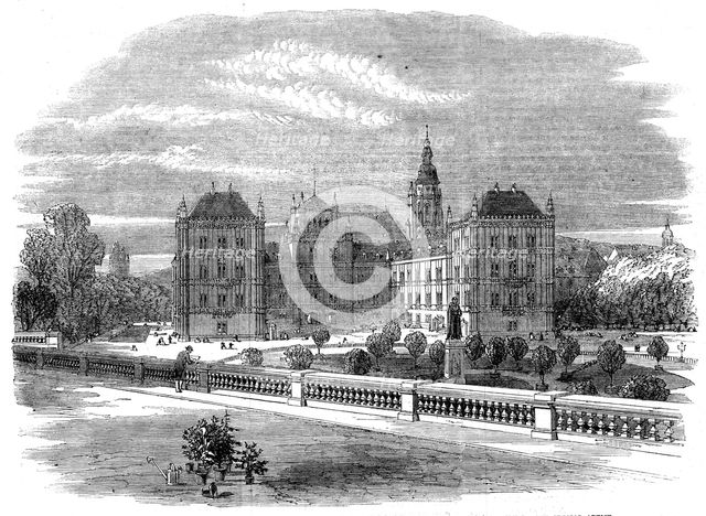 The Queen's visit to Germany: the Ducal Palace and Church of St. Moritz, Coburg..., 1862. Creator: Unknown.
