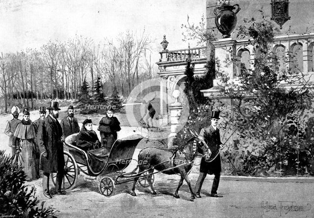 The Queen's Visit to...Friedrichshof: the Empress showing Her Majesty...the Castle grounds, 1895. Creator: George Meisenbach.