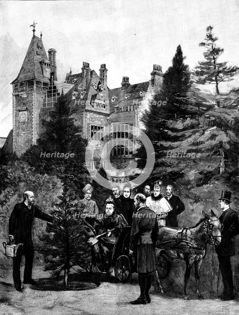 The Queen's Visit to...Friedrichshof: Her Majesty planting a tree in the Castle grounds, 1895. Creator: P Naumann.