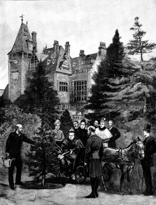 The Queen's Visit to...Friedrichshof: Her Majesty planting a tree in the Castle grounds, 1895. Creator: P Naumann