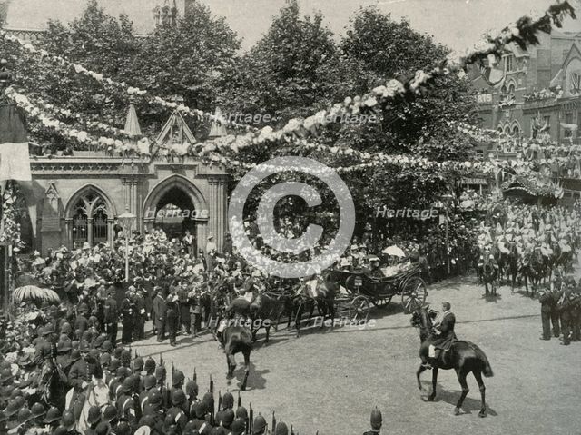 'The Queen's Visit To Her Birthplace: The Scene Outside St. Mary's Church, Kensington', (c1897). Artist: Argent Archer.