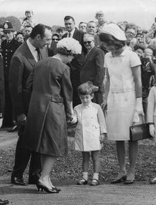 The Queen shaking hands with young John Kennedy, Runnymede, near Windsor, Berkshire, 1965