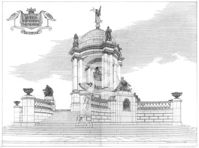 The Queen Victoria memorial, Liverpool, Merseyside, 1906.Artist: Ralph Keighley