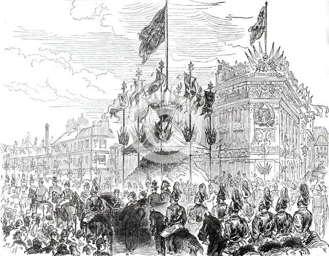 The Queen's Visit to the East End of London: Trophy in Whitechapel-Road, 1876. Creator: Unknown.