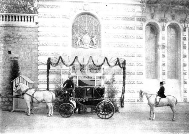The Queen's Visit to the Riviera: arranging the platform for Her Majesty to alight...Cimiez, 1898.  Creator: Alexander Lamont Henderson.