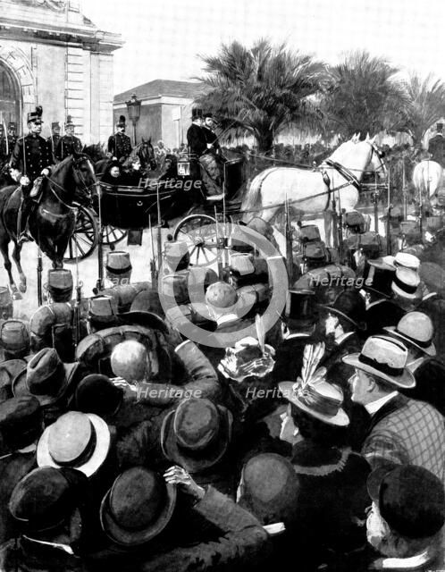 The Queen's Visit to the Riviera: Her Majesty's departure from Nice...for Cimiez, 1898.  Creator: Unknown.