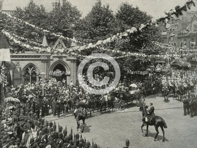 'The Queen's Visit To Her Birthplace: The Scene Outside St. Mary's Church, Kensington', (c1897). Artist: Argent Archer.