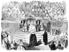 The Queen's Visit to Leeds - the Town Clerk reading the Address to Her Majesty in the Townhall, 1858 Creator: Unknown