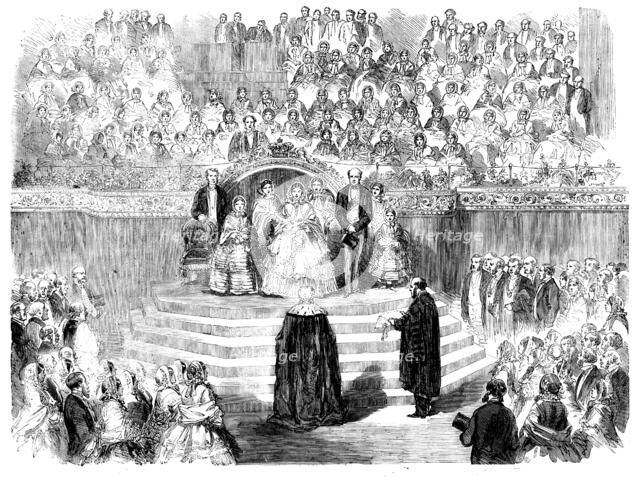 The Queen's Visit to Leeds - the Town Clerk reading the Address to Her Majesty in the Townhall, 1858 Creator: Unknown.