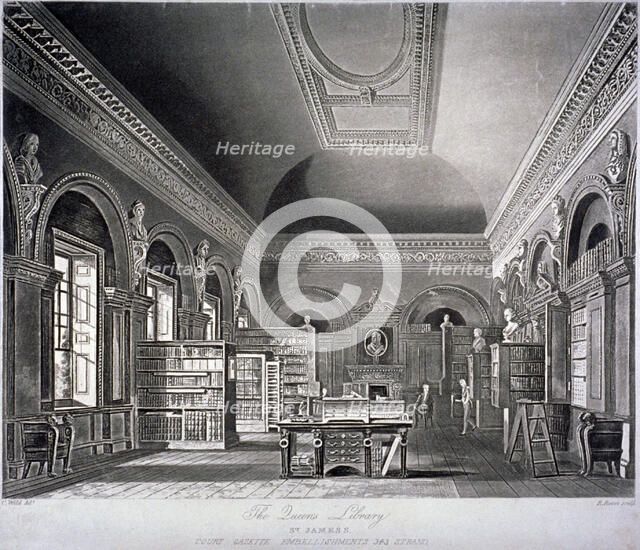 The Queen's library in St James's Palace, Westminster, London, 1819. Artist: R Reeves