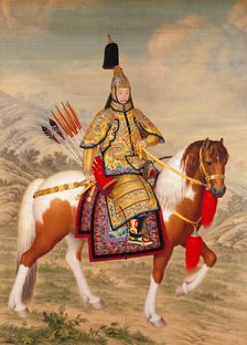 The Qianlong Emperor in Ceremonial Armor on Horseback. Creator: Castiglione, Giuseppe (1688-1766)