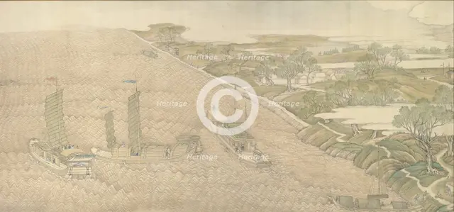 The Qianlong Emperor's Southern Inspection Tour, Scroll Four: The Confluence of the Huai..., 1770. Creator: Xu Yang.