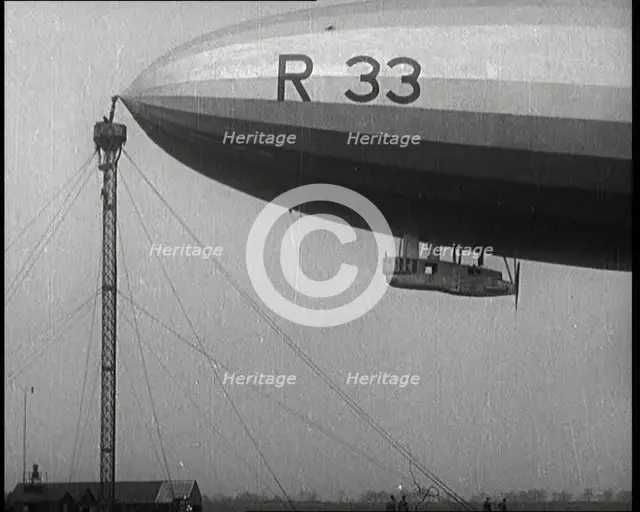 The 'R.33' Zeppelin Tied To a Mooring Mast, 1924. Creator: British Pathe Ltd.