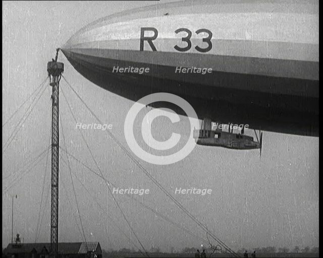 The 'R.33' Zeppelin Tied To a Mooring Mast, 1924. Creator: British Pathe Ltd.