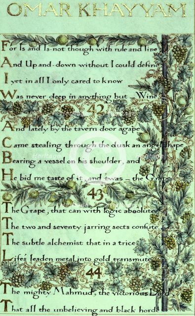 The Rubáiyát of Omar Khayyám, the English version, 1859. Creator: William Morris.