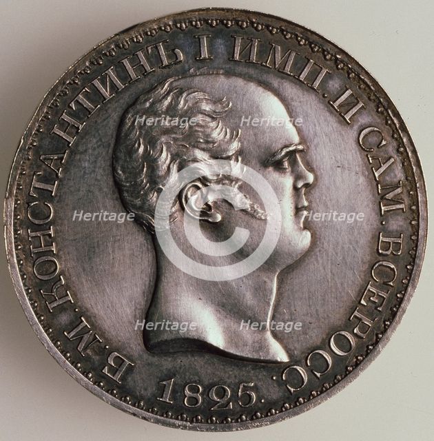 The Rubel of Constantine (Averse: Portrait of Constantine), 1825. Artist: Numismatic, Russian coins  