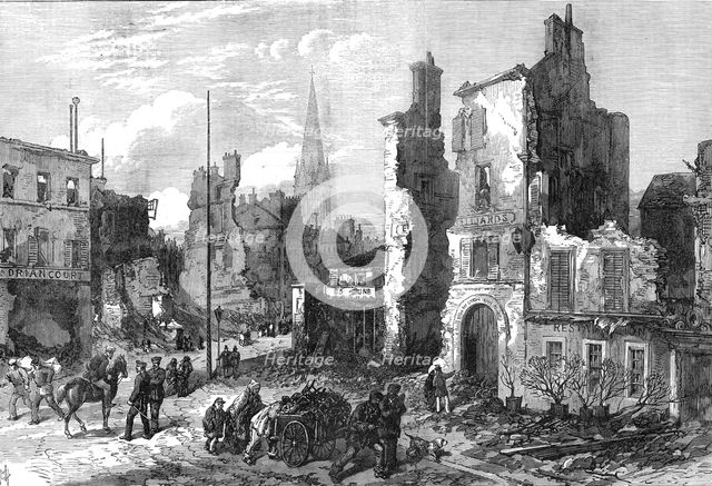 The ruin around Paris: the town of St. Cloud destroyed by fire, 1871. Creator: RCH.