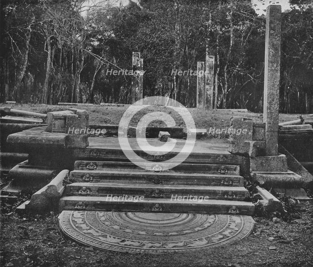 'The Ruined Cities of Anuradhapura. Moonstone and Steps', c1890, (1910). Artist: Alfred William Amandus Plate.
