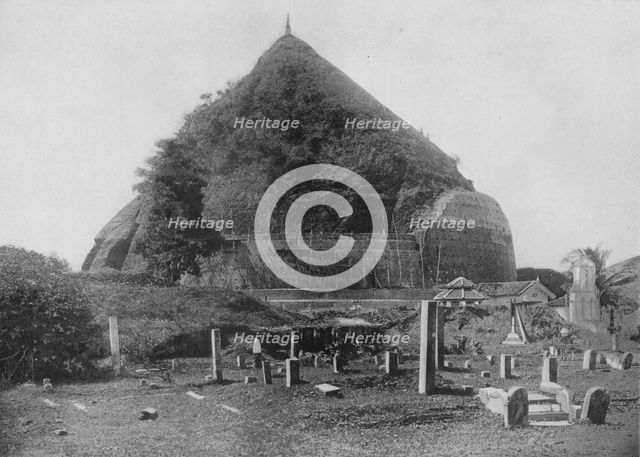 'The Ruined Cities of Anuradhapura. Ruanwella Dagoba, Elephant Platform', c1890, (1910). Artist: Alfred William Amandus Plate.