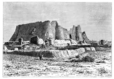 The ruined fortress of Veramin, Persia (Iran), 1895.Artist: Armand Kohl