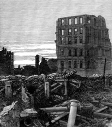 The Ruins of Chicago: the First National Bank, 1871. Creator: Unknown
