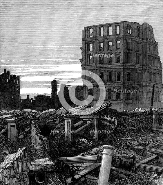 The Ruins of Chicago: the First National Bank, 1871. Creator: Unknown.