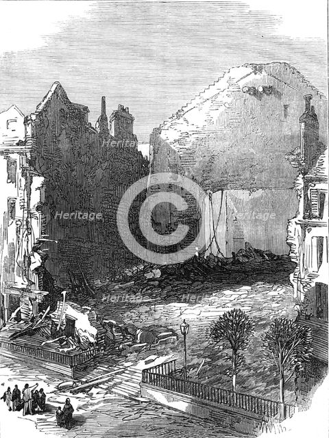 The Ruins of Paris: the Theatre of the Porte St. Martin, 1871. Creator: Unknown.