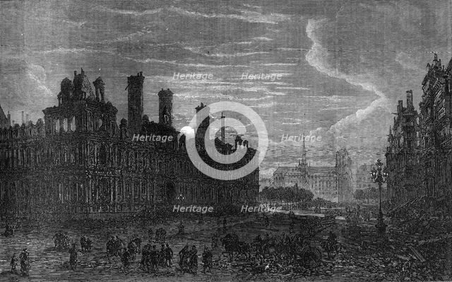 The Ruins of Paris: the Hôtel de Ville, 1871. Creator: Unknown.
