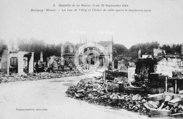 The ruins of Revigny, France, Battle of the Marne, World War I, 1914. Artist: Unknown