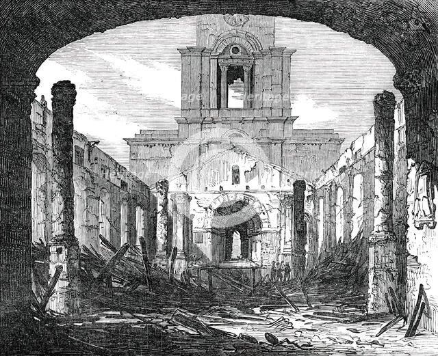 The Ruins [of St. Anne's Church], sketched from the East End, 1850. Creator: Unknown.