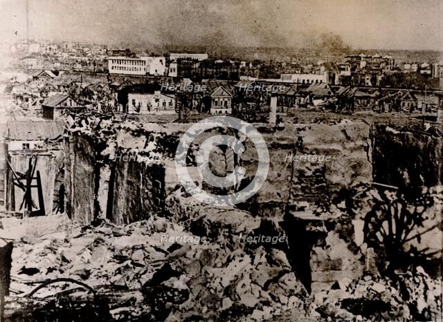The ruins of Stalingrad, c1942. Artist: Unknown
